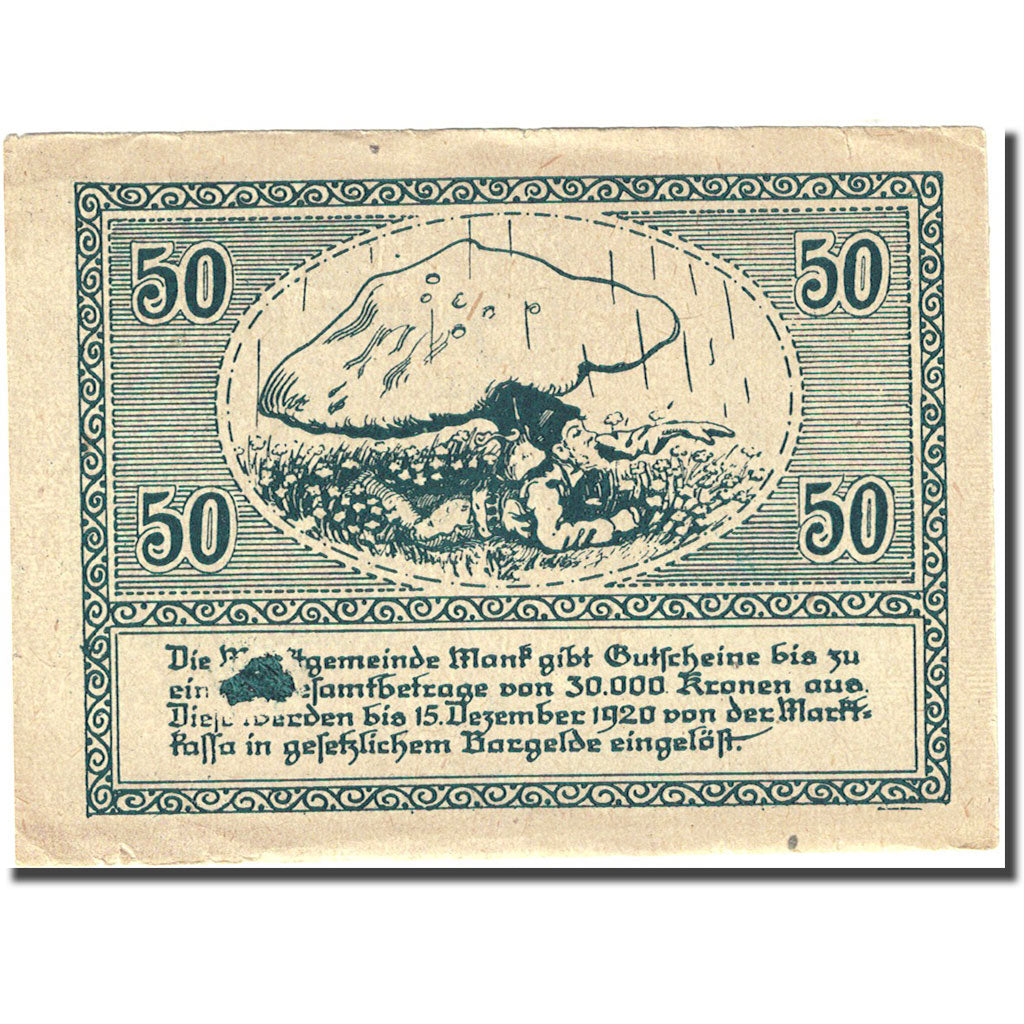 Banknote, Austria, Mank, 50 Heller, Eglise 1920-06-15, EF(40-45), Mehl:FS 576b