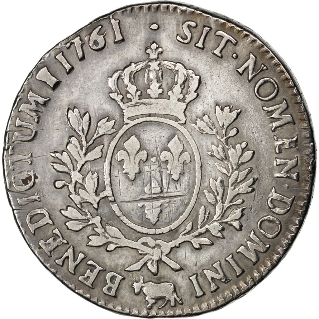 FRANCE, Écu de Béarn au bandeau, ECU, 1761, Pau, KM #518, VF(20-25), Silver, Ga.