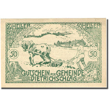 Banknote Austria Dietrichschlag 50Heller agriculteur 1920 UNC(60-62) Mehl:FS124a