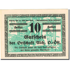 Banknote, Austria, Ortschaft Aich, 10Heller, personnage 1920 UNC(63) Mehl:FS 10a