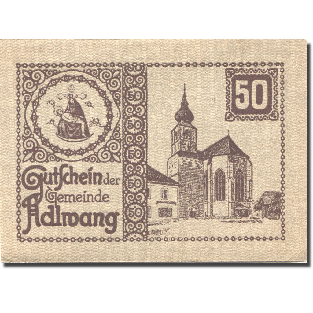 Banknote, Austria, Adlwang, 50 Heller, Eglise, 1920-12-31, UNC(63) Mehl:FS 5a