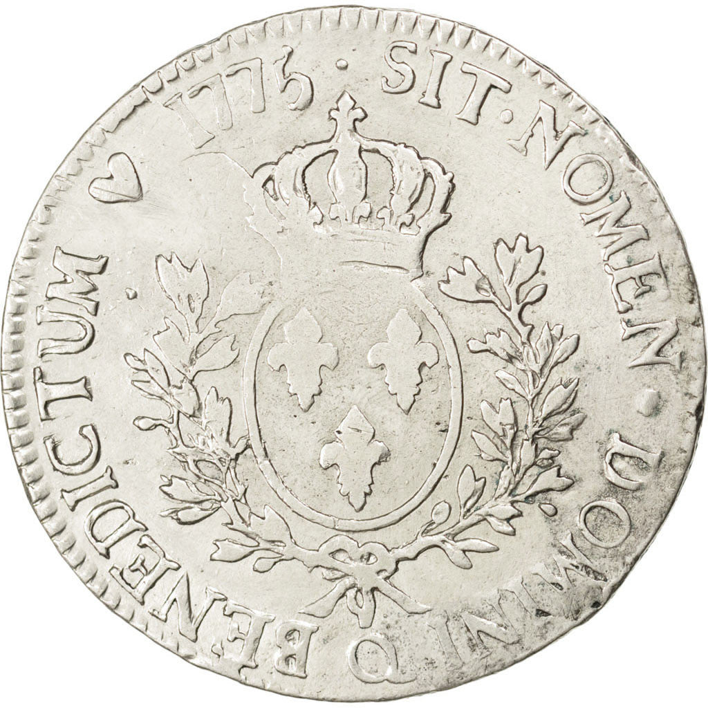 FRANCE, Écu aux branches d'olivier, ECU, 1775, Perpignan, KM #564.13, VF(30-35),