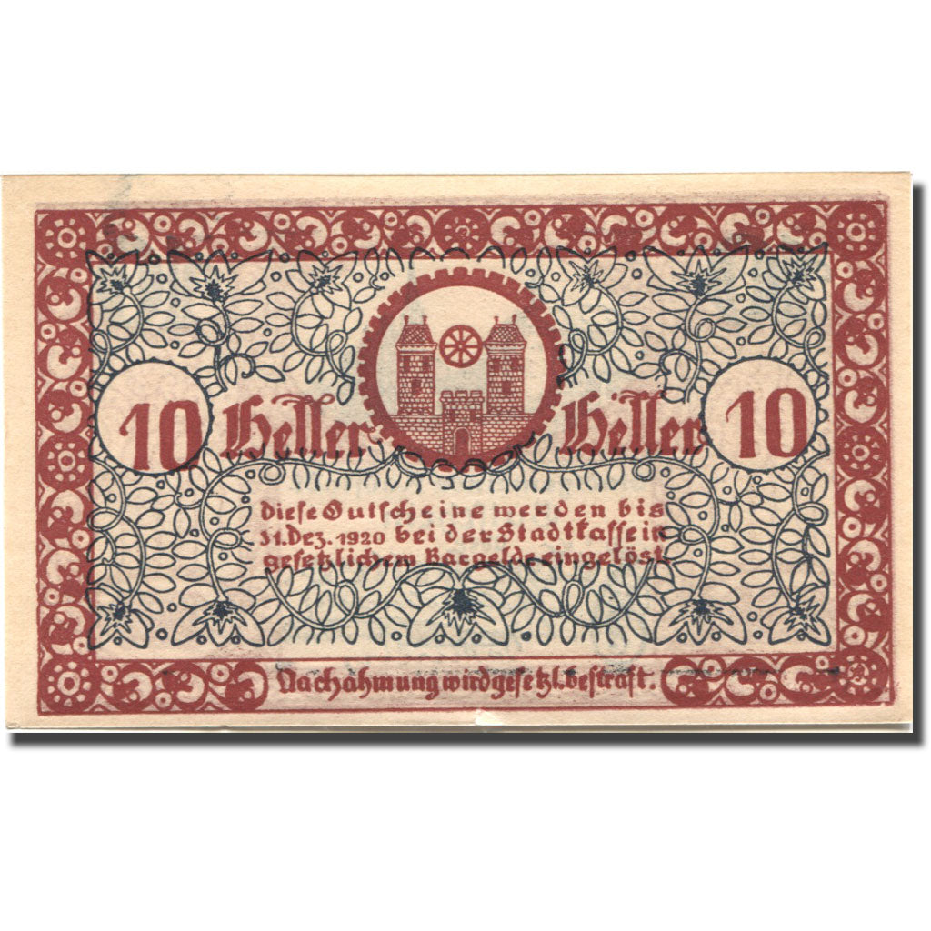 Banknote, Austria, Radstadt, 10 Heller, château, 1920 UNC(60-62) Mehl:FS 811