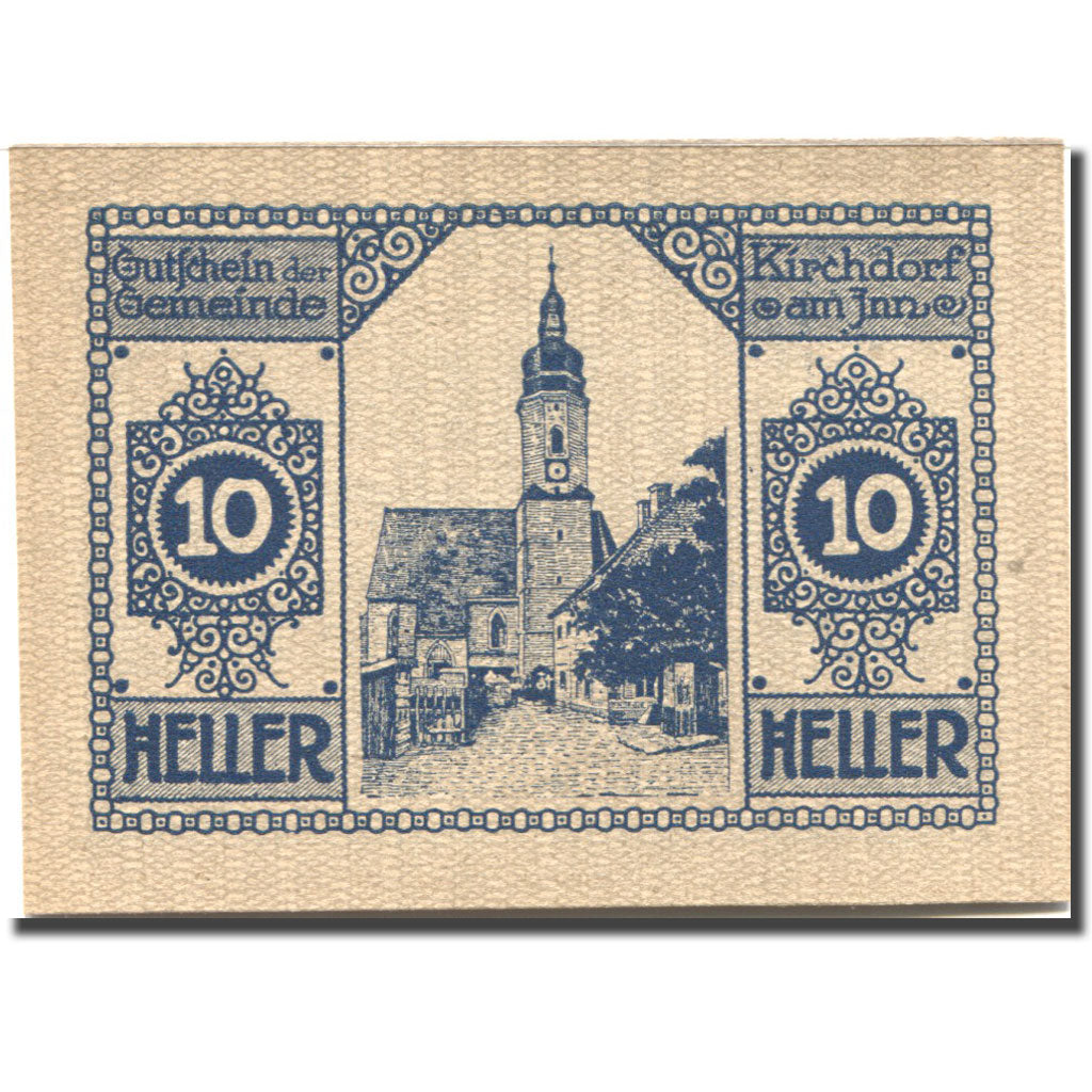 Banknote, Austria, Kirchdorf a/Inn, 10 Heller, Eglise, 1920 UNC(63) Mehl:FS 444a