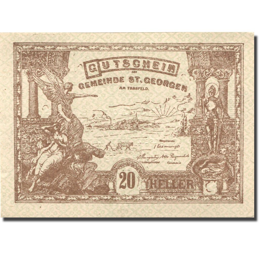 Banknote, Austria, St Georgen, 20 Heller, personnage, 1920 UNC(63) Mehl:FS 885II