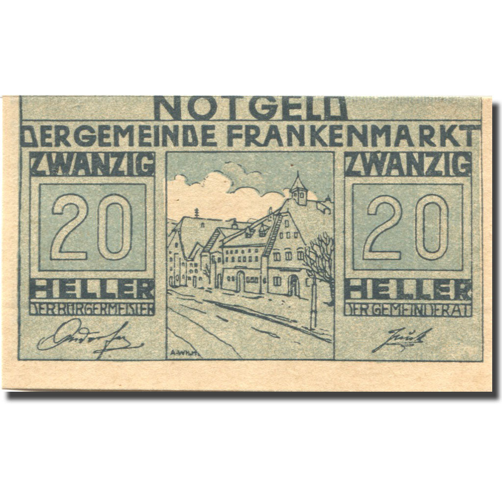Banknote, Austria, Frankenmarkt, 20 Heller, rue, 1921 UNC(63) Mehl:FS 209a