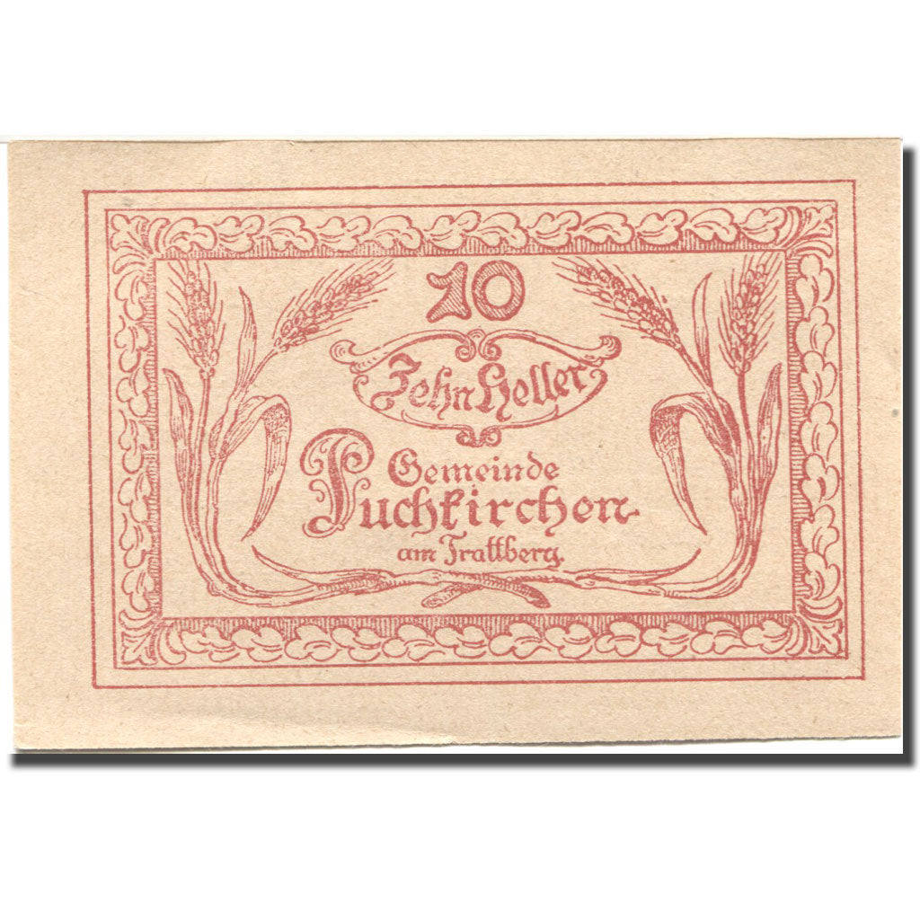 Banknote, Austria, Puchkirchen 10 Heller épis de blé 1920 AU(55-58) Mehl:FS 789