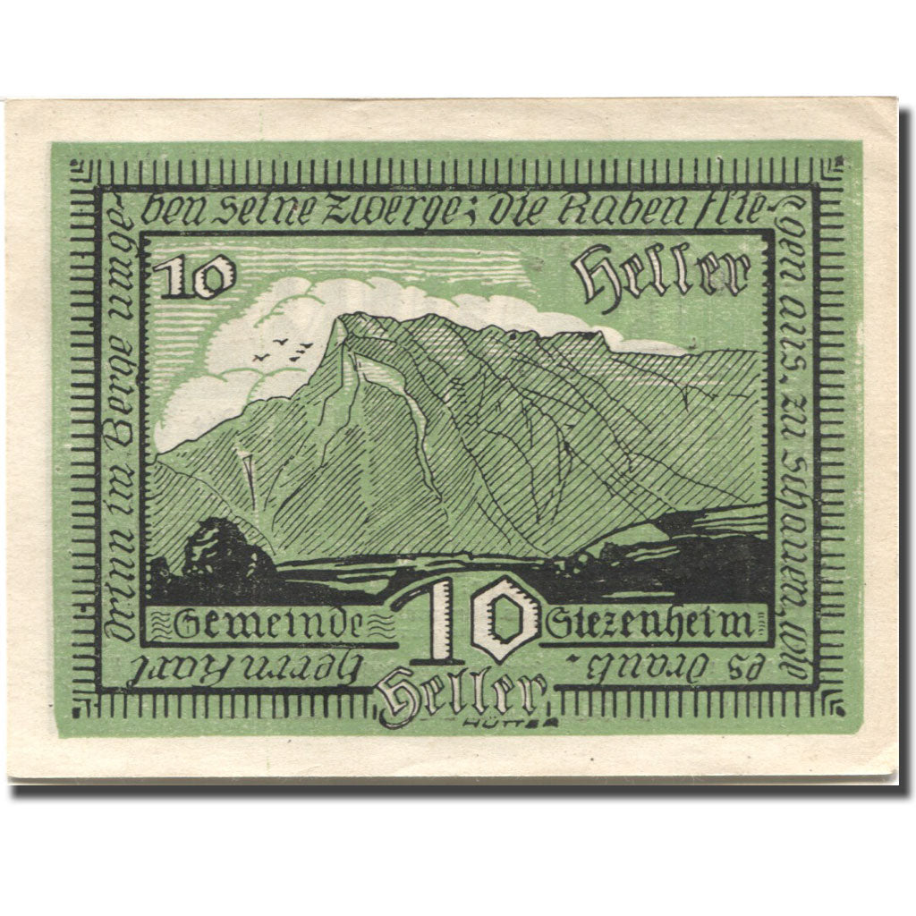 Banknote, Austria, Salzburg, 10 Heller, montagne, 1920 UNC(63) Mehl:FS 862