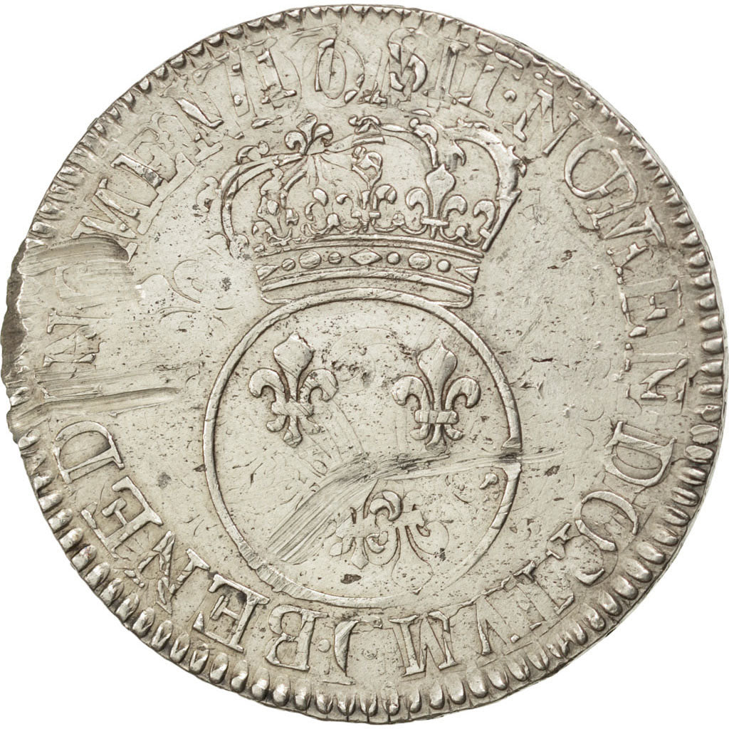 Louis XV, Ecu Vertugadin 1717 Caen, KM 414.5