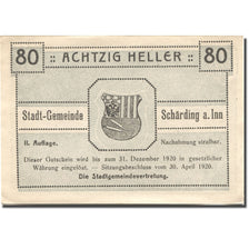 Banknote, Austria, Schärding, 80 Heller, château, 1920 UNC(60-62) Mehl:FS 951IIa