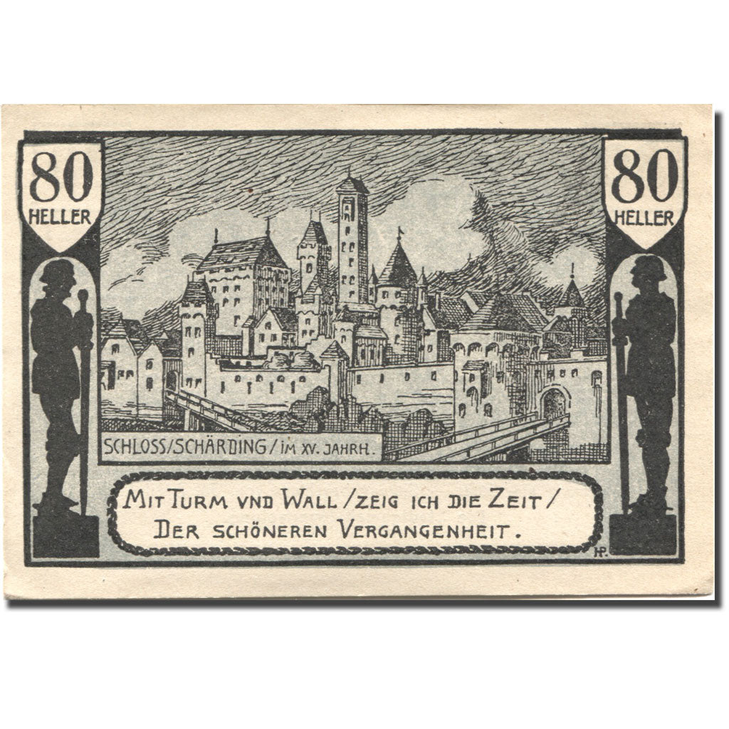 Banknote, Austria, Schärding, 80 Heller, château, 1920 UNC(60-62) Mehl:FS 951IIa