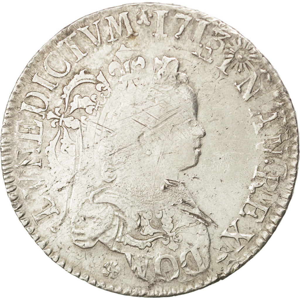 FRANCE, Ecu, 1717, KM #414, F(12-15), Silver, 30.63