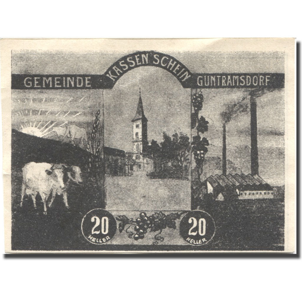 Billet, Autriche, Guntramsdorf, 20 Heller, Usine 1920-08-31, SUP Mehl:FS 310j