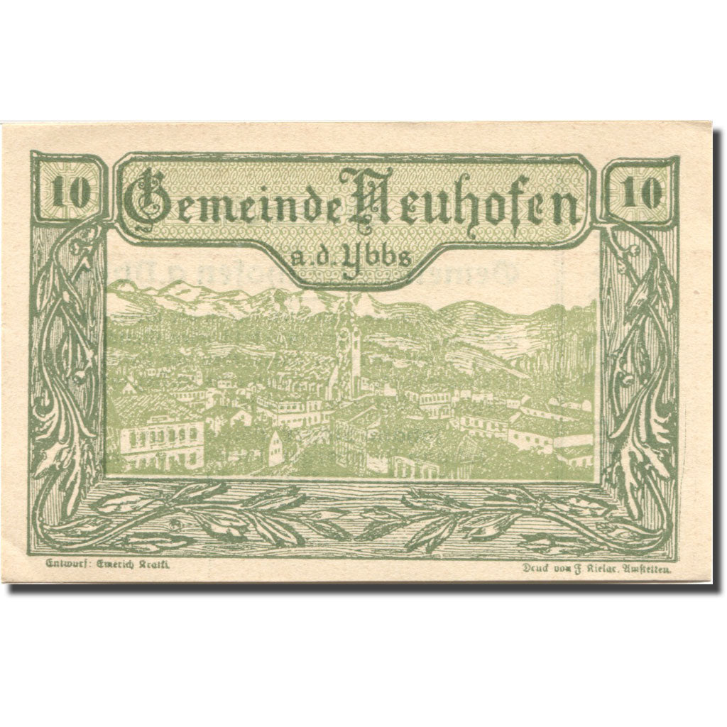 Banknote Austria Neuhofen a/d Ybbs 10Heller village, 1920 UNC(63) Mehl:FS 650b