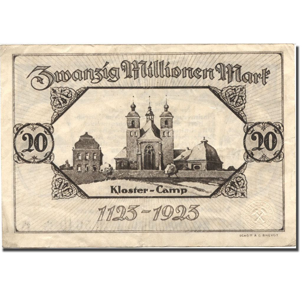 Billet, Allemagne, Nieheim, 20 Millionen Mark, Eglise, 1923, 1923-09-04, TTB