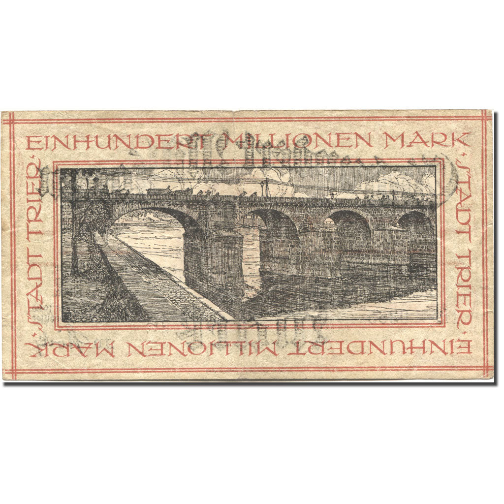 Banknote, Germany, Trier, 100 Millionen Mark, pont, 1923, 1923-09-21, VF(30-35)