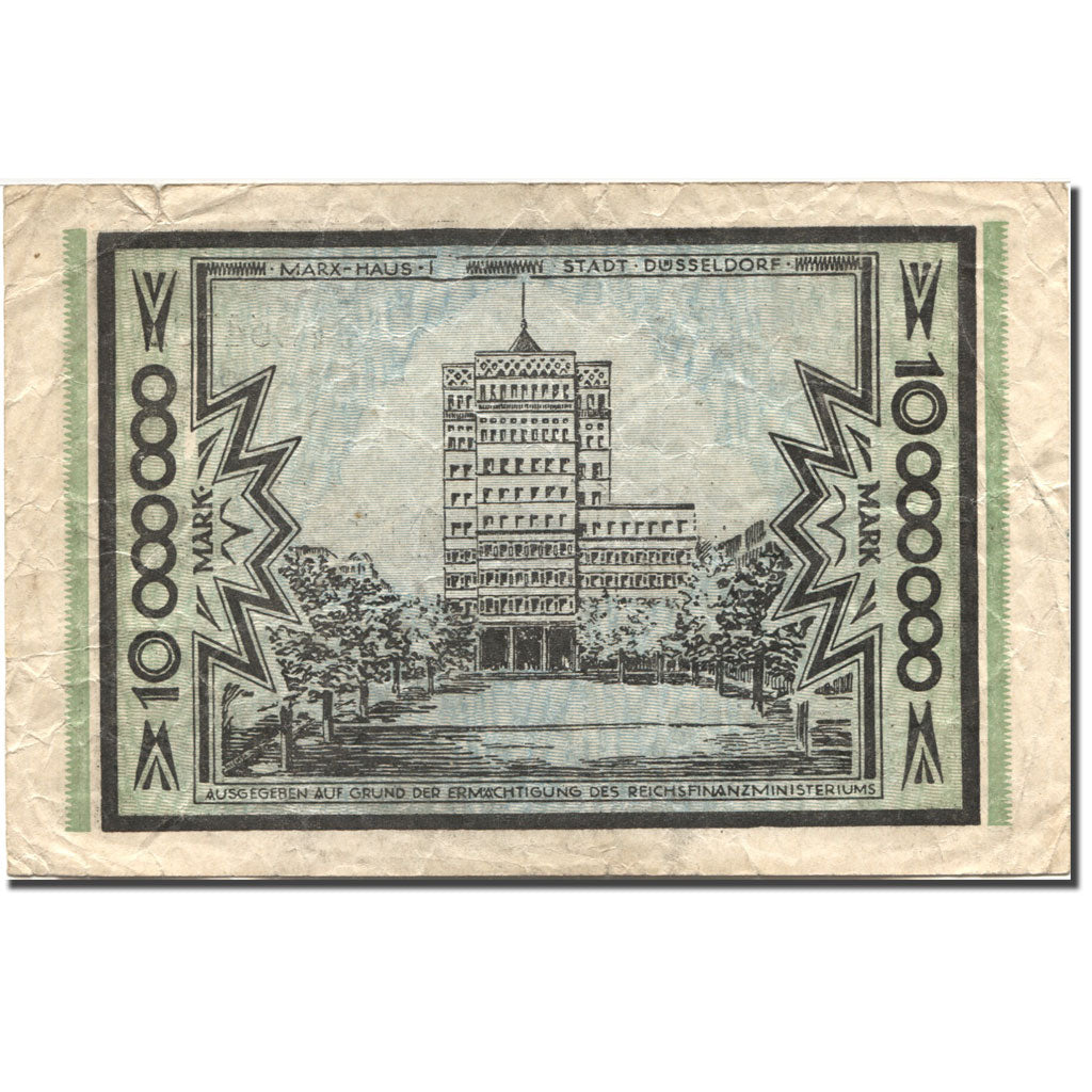 Banknote, Germany, Düsseldorf, 10 Millionen Mark, Monument 1923-08-25 EF(40-45)