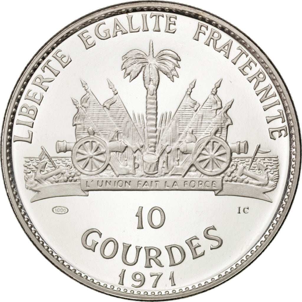 HAITI, 10 Gourdes, 1971, KM #86, MS(63), Silver, 40, 46.71