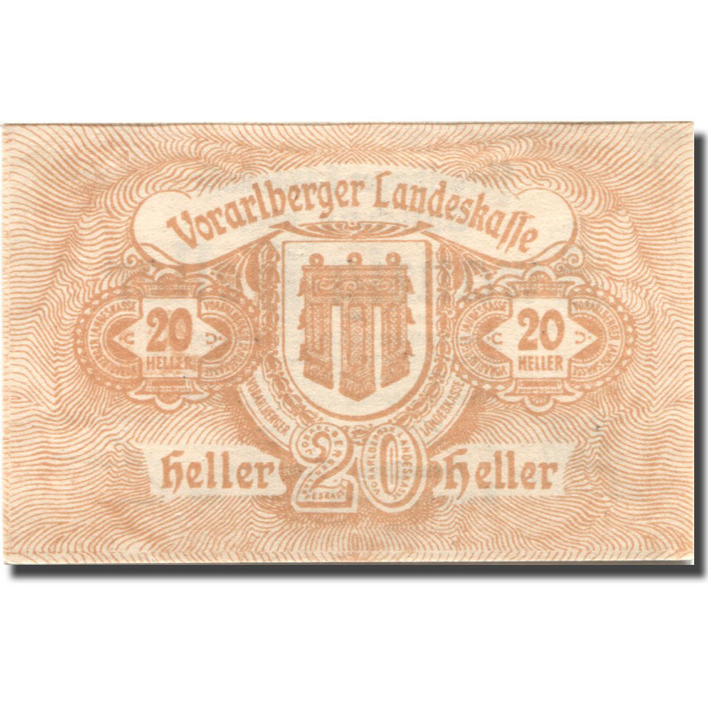 Banknote, Austria, Vorarlberger, 20 Heller, Blason 1, 1919 UNC(63) Mehl:FS 1118I
