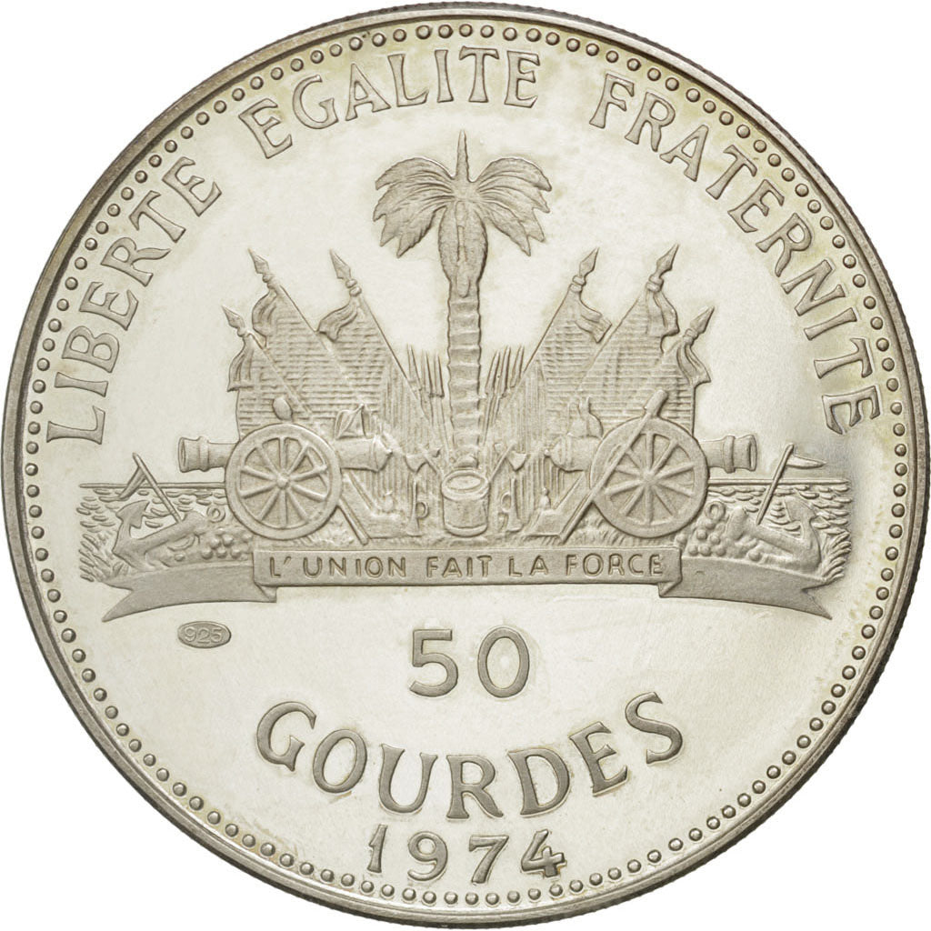 HAITI, 50 Gourdes, 1974, KM #104.1, MS(63), Silver, 16.82