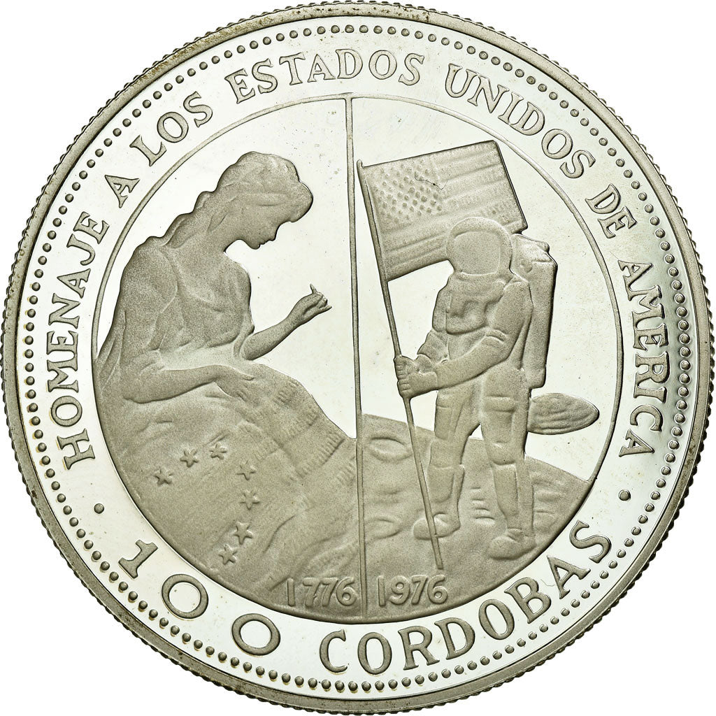 Coin, Nicaragua, 100 Cordobas, 1975, MS(65-70), Silver, KM:35