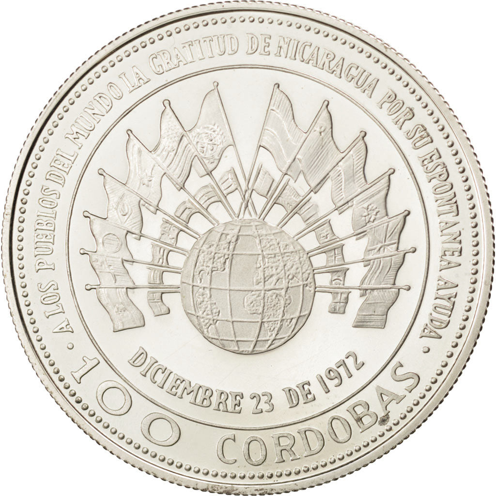 Monnaie, Nicaragua, 100 Cordobas, 1975, FDC, Argent, KM:36