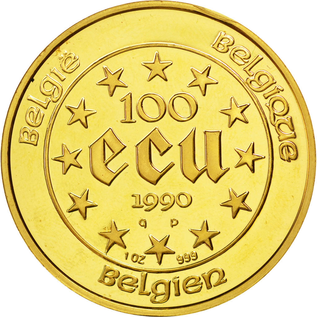BELGIUM, 100 ECU, 1990, KM #175, MS(65-70), Gold, 37, 31.15