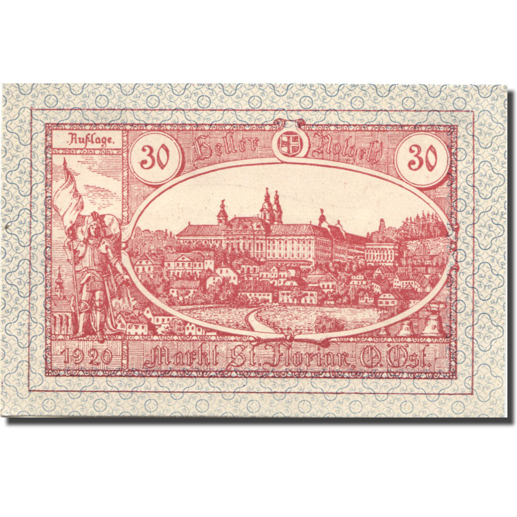 Banknote, Austria, St Florian 30Heller, château, 1920 red AU(55-58) Mehl:FS879Ib