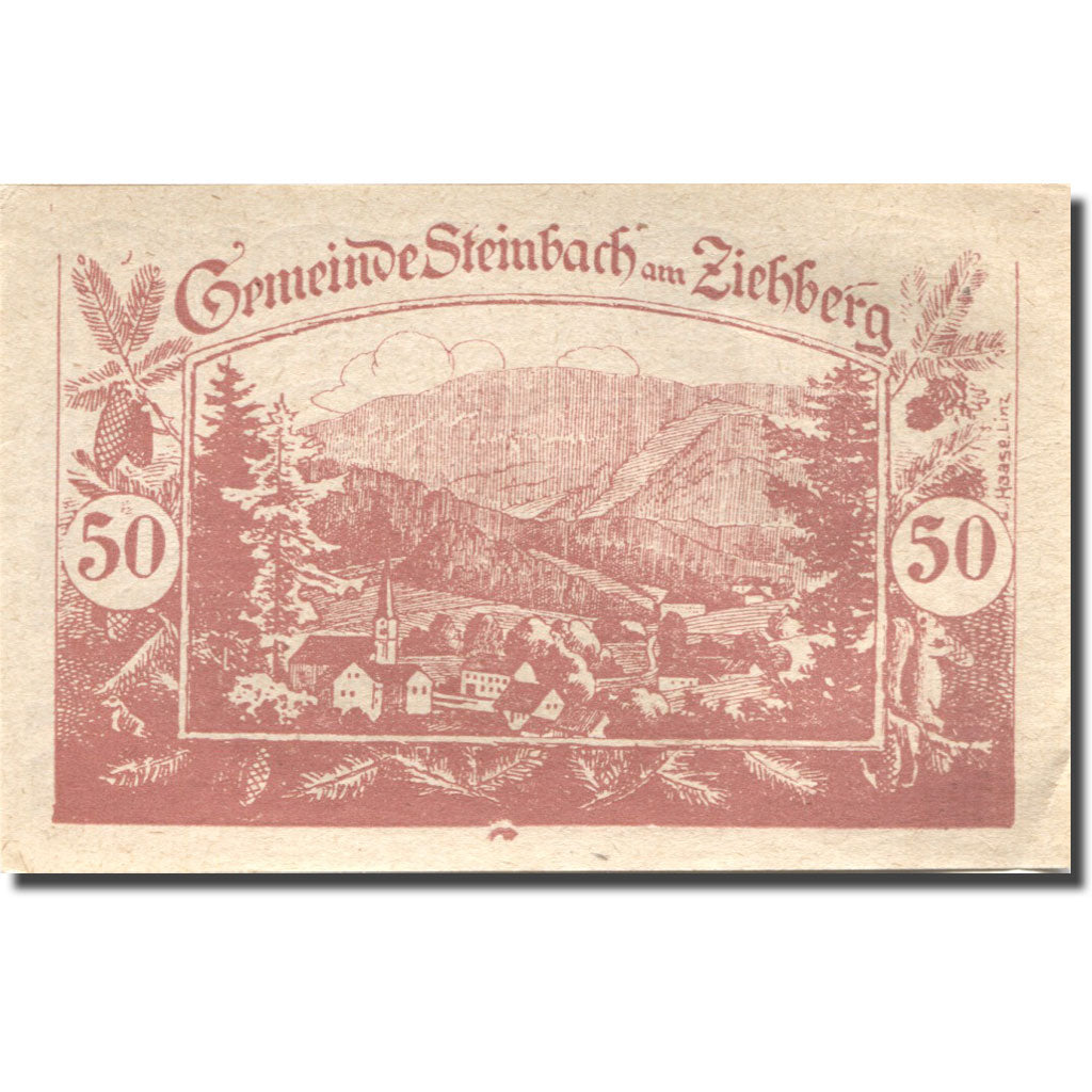 Banknote, Austria, Steinbach, 50 Heller, paysage, 1920 UNC(60-62) Mehl:FS 1024