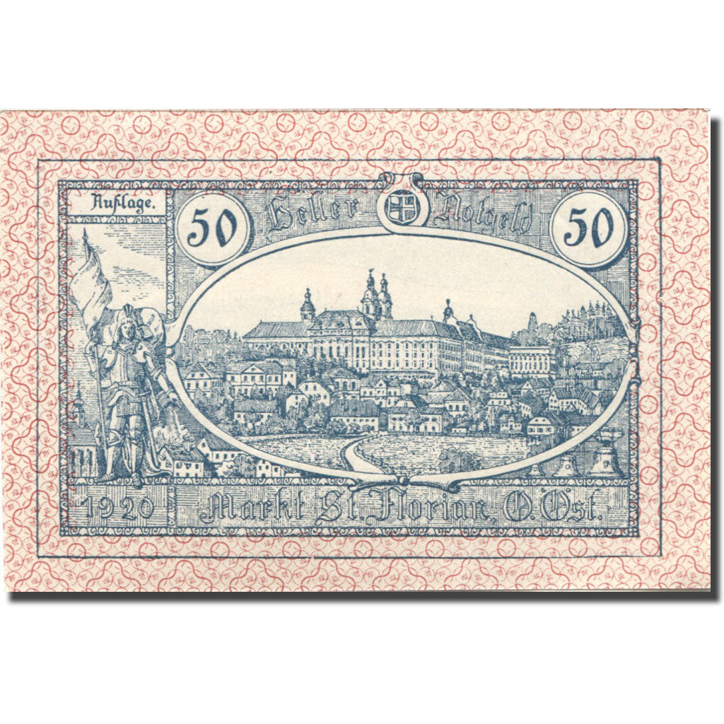 Billet, Autriche, St Florian, 50 Heller, village 1920-10-31, SUP Mehl:FS 879Ib