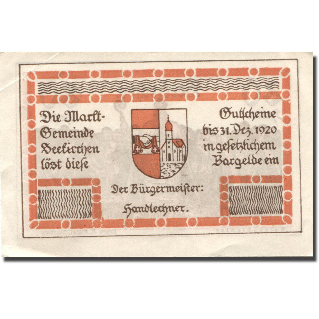 Billet, Autriche, Seekirchen, 80 Heller, personnage, 1920 SUP Mehl:FS 987a