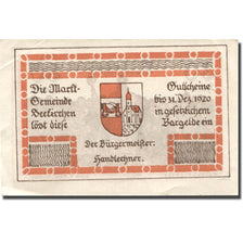 Billet, Autriche, Seekirchen, 80 Heller, personnage, 1920 SUP Mehl:FS 987a