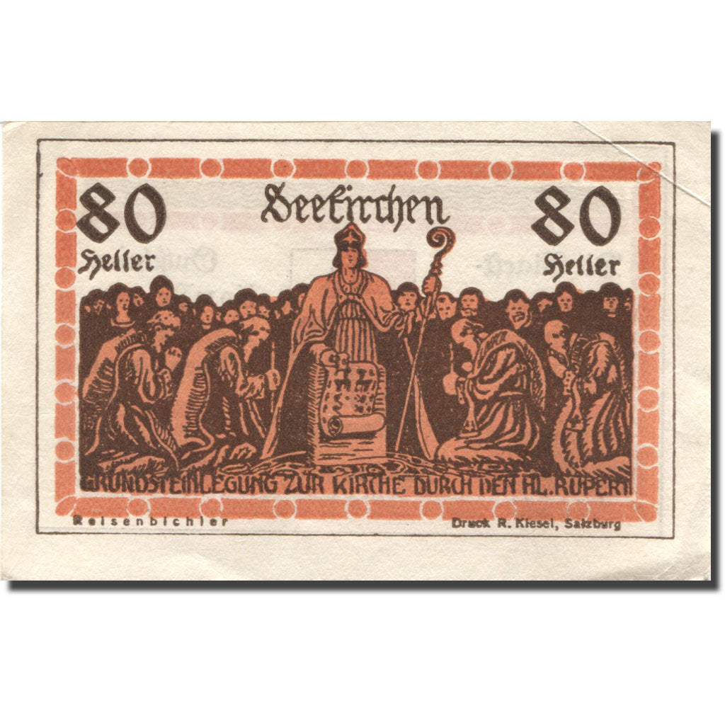 Billet, Autriche, Seekirchen, 80 Heller, personnage, 1920 SUP Mehl:FS 987a