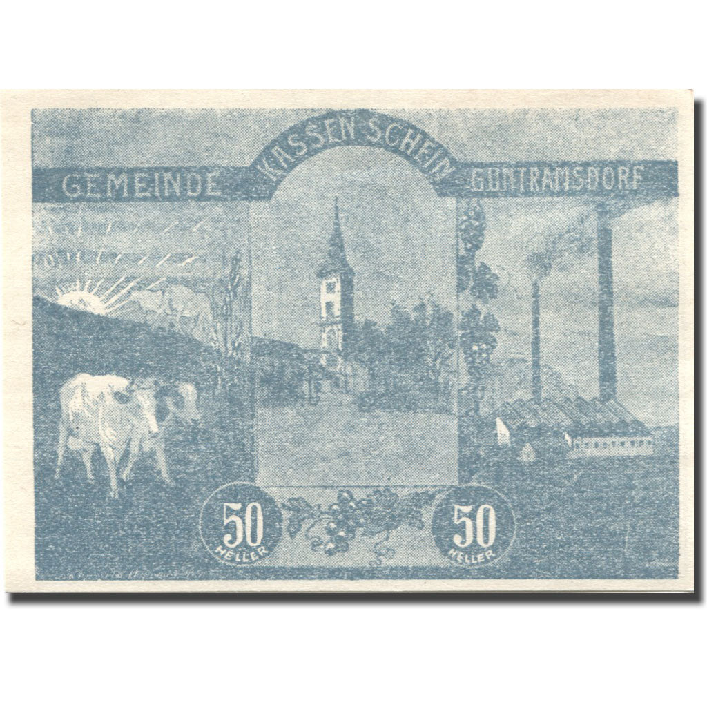 Banknote, Austria, Guntramsdorf, 50 Heller, Eglise, 1920 UNC(63) Mehl:FS 310a