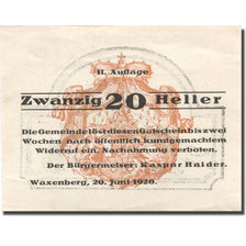 Banknote, Austria, Waxenberg, 20 Heller, château, 1920 AU(55-58) Mehl:FS 1144II