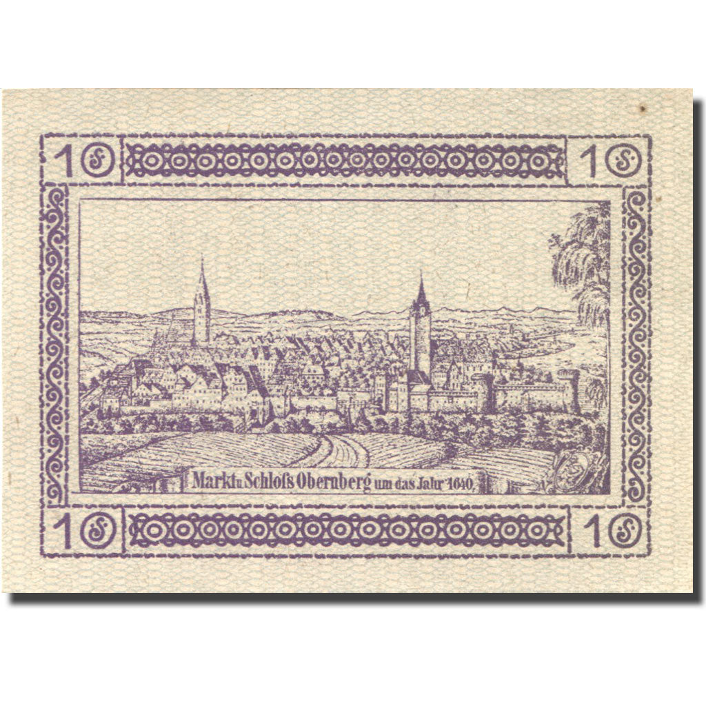 Banknote, Austria, Obernberg, 10 Heller, village, 1920 UNC(63) Mehl:FS 686IIa