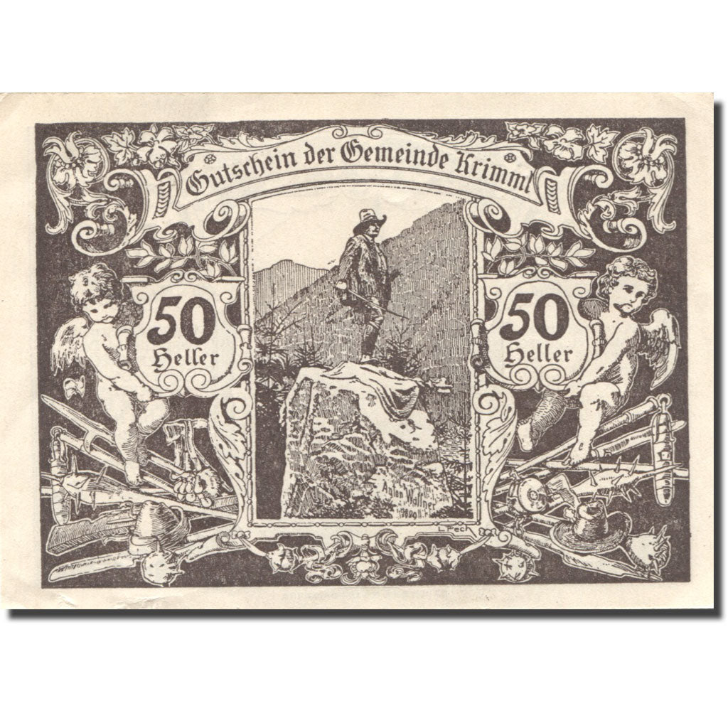 Banknote, Austria, Krimml, 50 Heller, village, 1920 UNC(60-62) Mehl:FS 483a