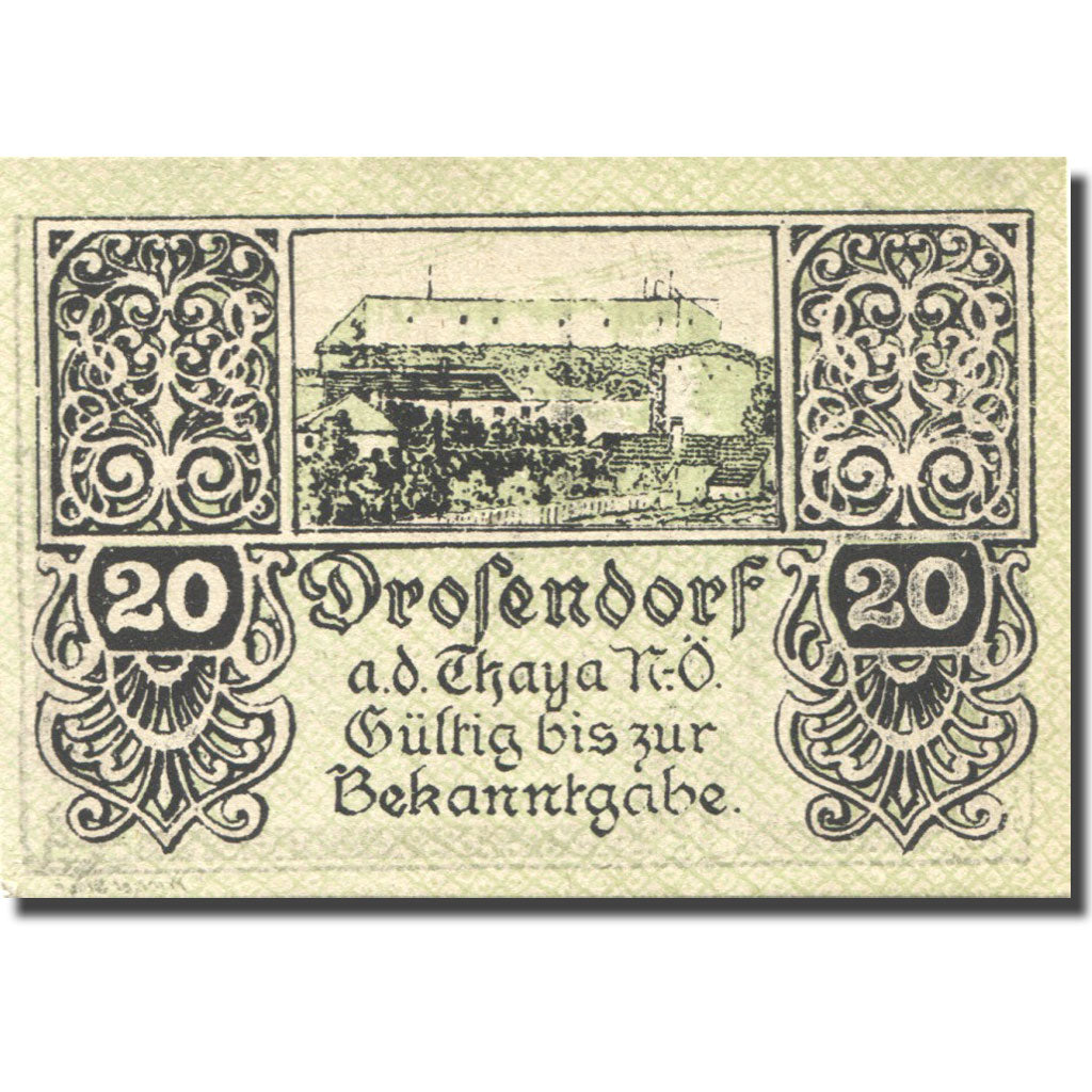 Banknote, Austria, Drosendorf, 20 Heller, Drosendorf, 1920 UNC(63) Mehl:FS 134a