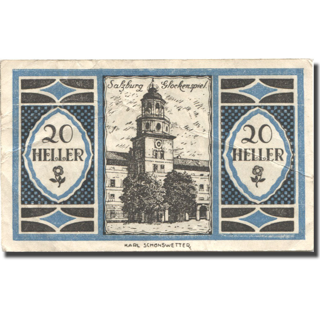 Banknote, Austria, Salzburg, 20 Heller, château, 1920, AU(55-58), Mehl:FS 862a