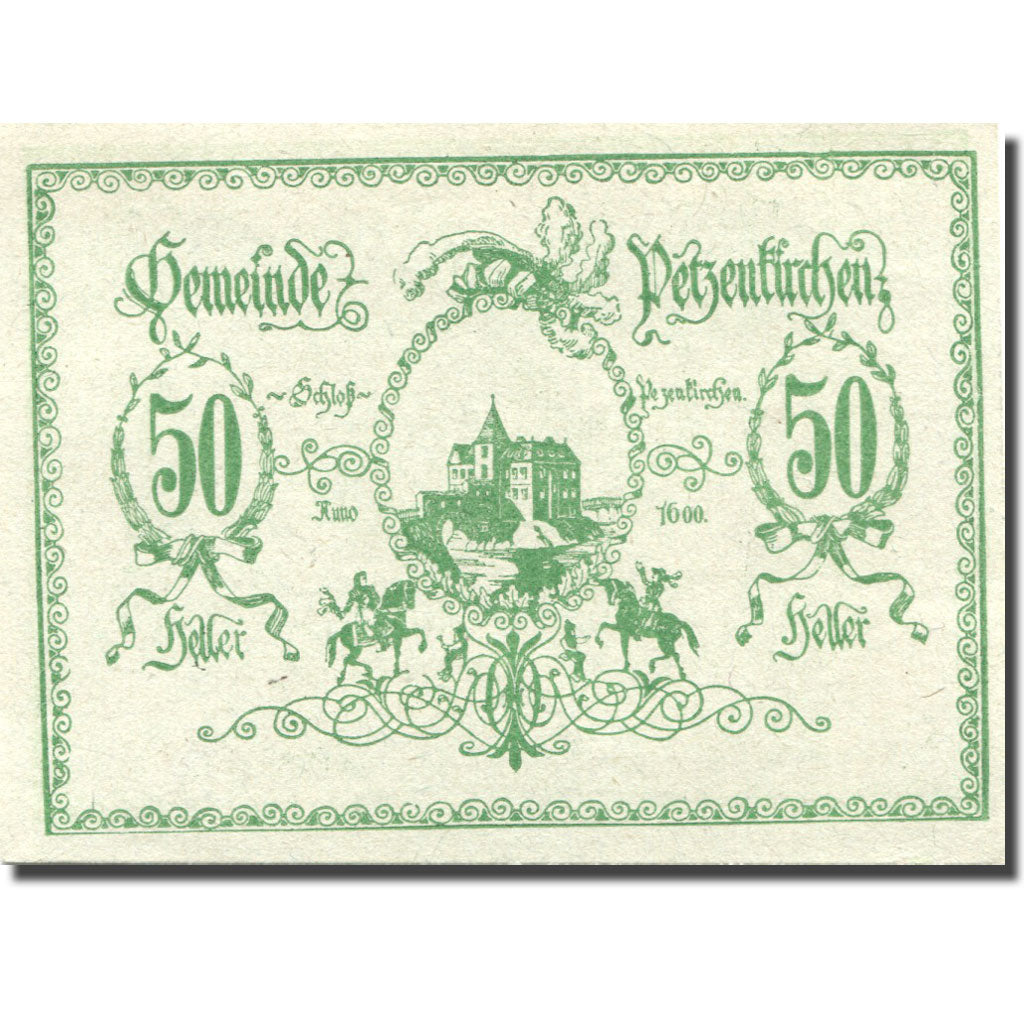 Banknote Austria Petzenkirchen 50Heller village 2 1920 green UNC(63) Mehl:FS740a