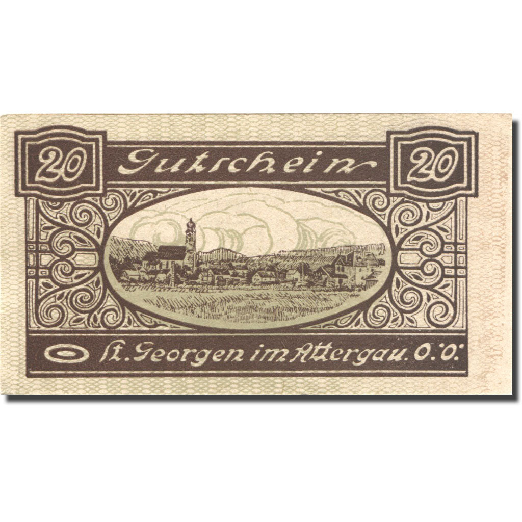 Banconote, Austria, St Georgen 20 Heller, chevalier, 1920 SPL Mehl:FS 8881c