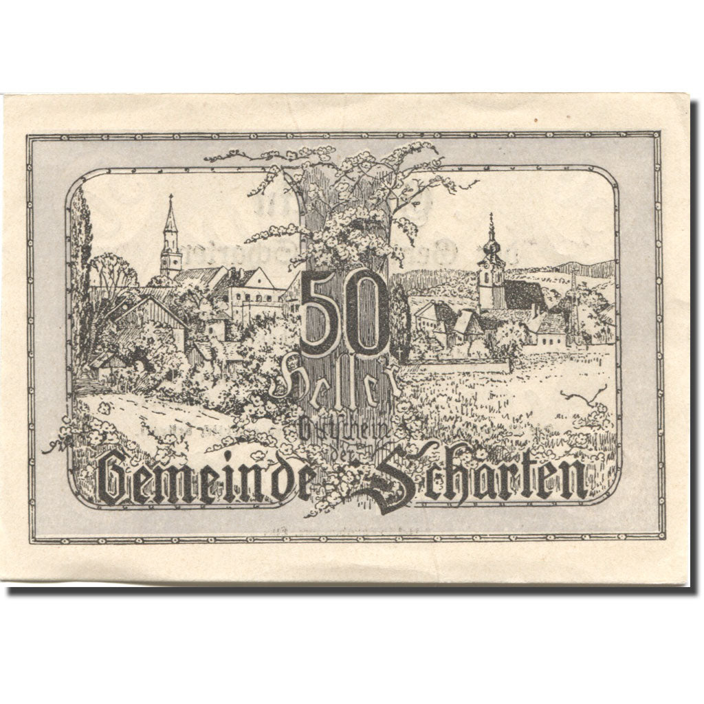 Geldschein, Österreich, Scharten, 50 Heller, village, 1920, VZ Mehl:FS 955f