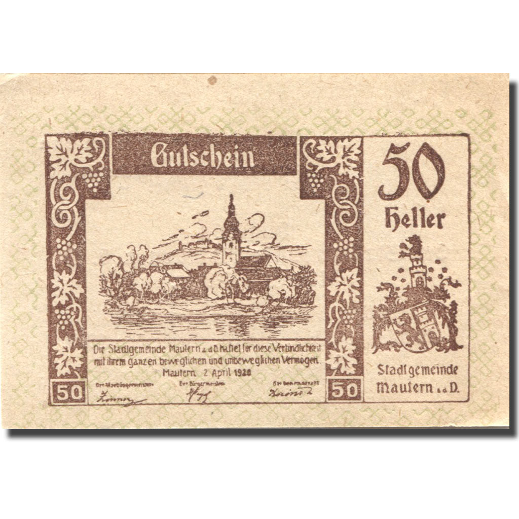Geldschein, Österreich, Mautern a/d Donau, 50 Heller 1920 UNZ Mehl:FS 600IAa
