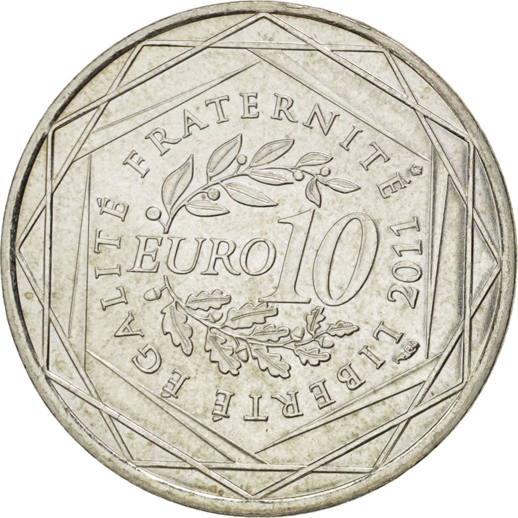 FRANCE, 10 Euro, 2011, Paris, KM #1743, MS(63), Silver, 29, 10.00