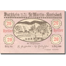 Banknote, Austria, St Martin, 20 Heller, paysage, 1920 UNC(63) Mehl:FS 913a