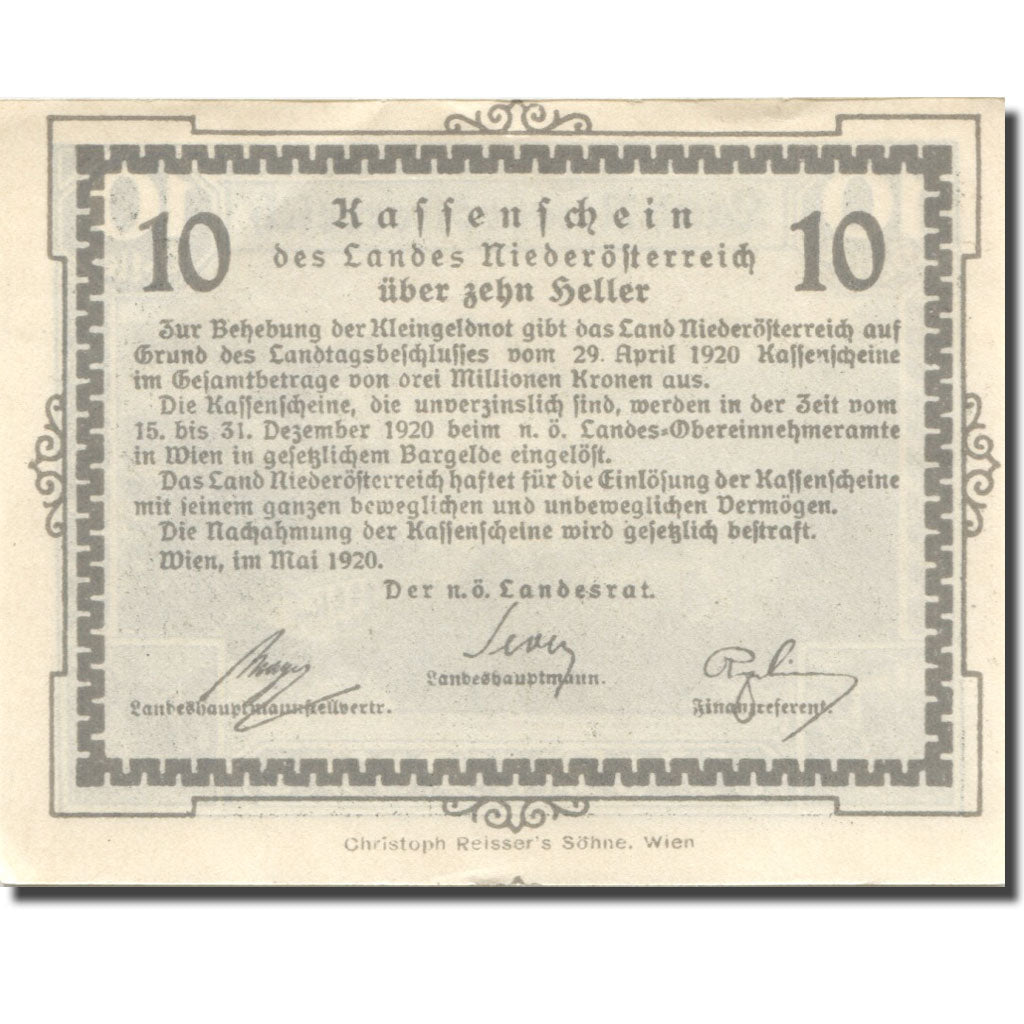 Banknote, Austria, Wien, 10 Heller, montagne 1920-12-31, UNC(63), Mehl:FS 671I