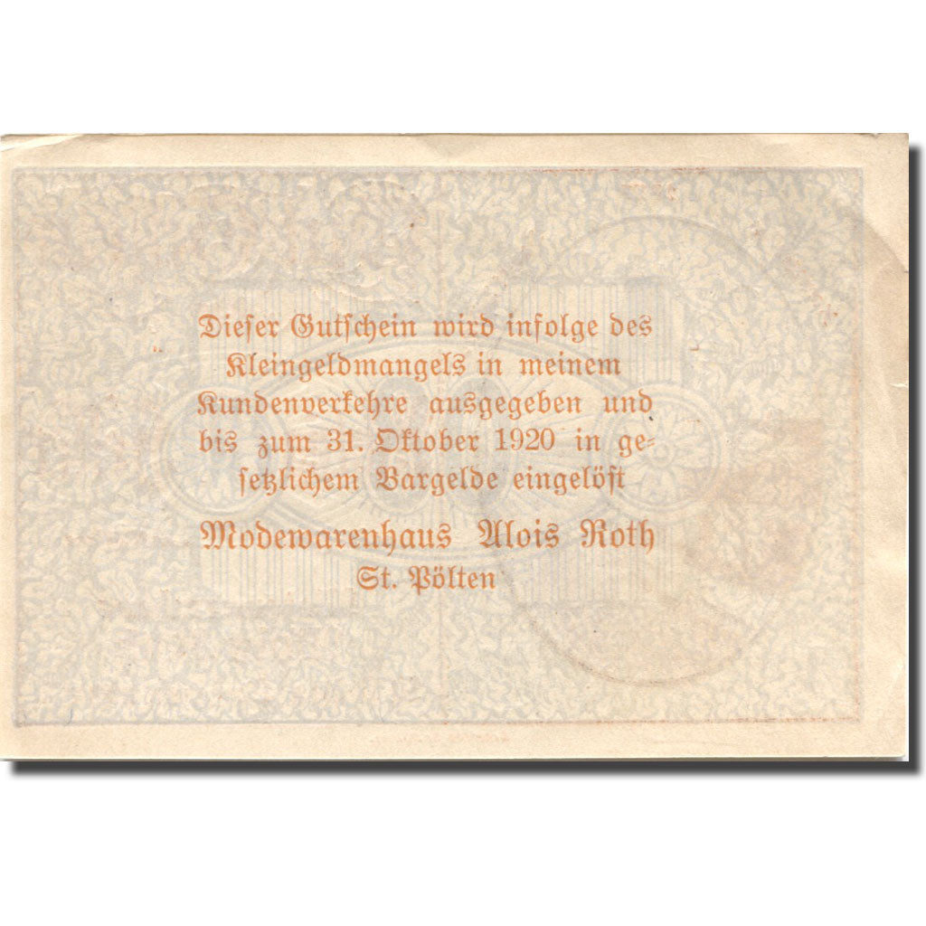 Banknote, Austria, St Pölten, 80 Heller, château, 1920 AU(55-58) Mehl:FS 933II