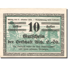 Banknote, Austria, Aich, 10 Heller, agriculteur, 1920 UNC(63) Mehl:FS 10a