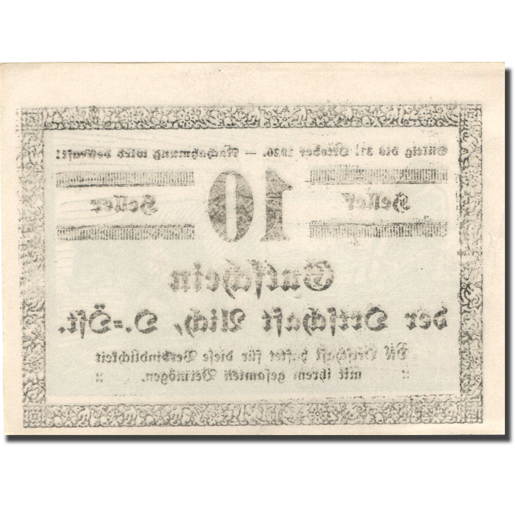 Banknote, Austria, Aich, 10 Heller, agriculteur, 1920 UNC(63) Mehl:FS 10a