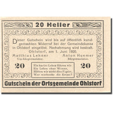 Banknote, Austria, Ohlstorf, 20 Heller, Eglise, 1920 UNC(63) Mehl:FS 708f